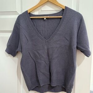 Splendid Short Sleeve V-Neck Top - Purple